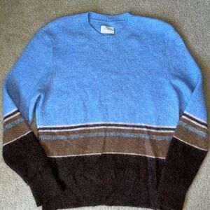 Aime Leon Dore Blue and Brown Crewneck Sweater